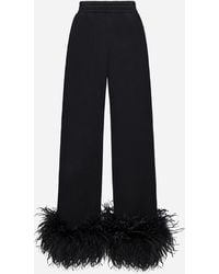Prada - Feathers Cotton Trousers - Lyst