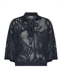 Brunello Cucinelli - Linen And Cotton Knit Dazzling Water Lillies Polo Shirt - Lyst
