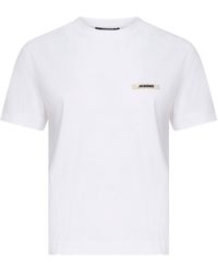 Jacquemus - T-Shirt A Maniche Corte Gros Grain Bianca - Lyst