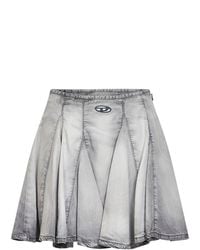 DIESEL - Denim De-Spiki-Fsi Pleated Mini Skirt - Lyst