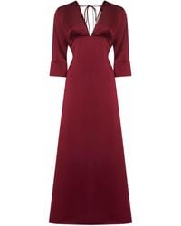 Blanca Vita - Burgundy Satin Albox Long Dress - Lyst