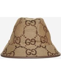 Gucci - Jumbo GG Canvas Leather-trim Bucket Hat - Lyst