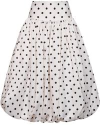 Self-Portrait - Cream Polka Dot Taffeta Midi Skirt - Lyst
