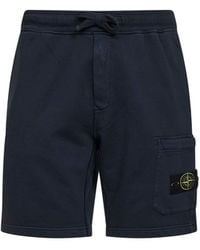 Stone Island - Organic Cotton Fleece Jogger Shorts - Lyst