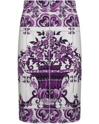 Dolce & Gabbana - 'Maiolica' Print Silk Skirt - Lyst