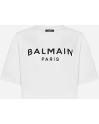 Balmain T-Shirt Crop Logo - Bianco