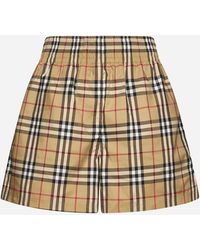 Burberry - Check Motif Cotton Shorts - Lyst