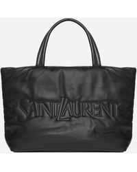 Saint Laurent - Logo Leather Tote Bag - Lyst