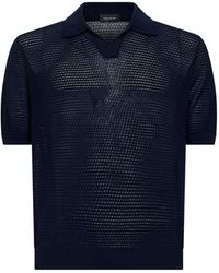 Tagliatore - Cotton Pointelle Knit Polo Shirt - Lyst