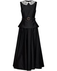 Self-Portrait - Taffeta Belted Peplum Midi Dress - Lyst