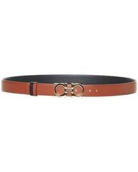 Ferragamo - New Cognac Leather Gancini Reversible Belt - Lyst