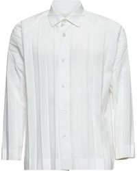 Homme Plissé Issey Miyake - Camicia Edge Shirt Bianca - Lyst