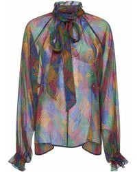 Etro - Geometric Paisley-Pattern Silk Crepon Blouse - Lyst