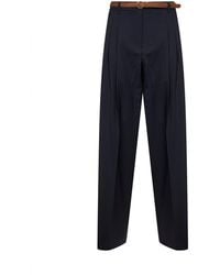Max Mara - Stretch Wool Canvas Mstbacio Fluid Trousers - Lyst