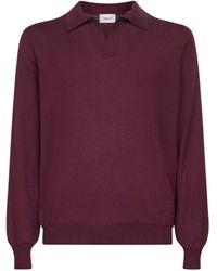 D 40 - Burgundy Virgin Wool Knit Buttonless Polo Shirt - Lyst