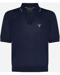 Prada - Silk And Cotton Polo Shirt - Lyst