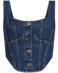 Self-Portrait - Self Portrait Denim Corset Top - Lyst