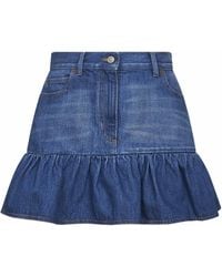 Valentino - Denim Mini Skirt - Lyst