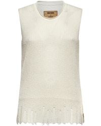 Uma Wang - Ivory Cotton And Silk Knit Top - Lyst
