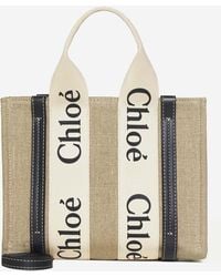 Chloé - Woody Mini Linen Tote Bag - Lyst