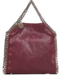Stella McCartney Leather Micro Falabella Tote Bag in Purple