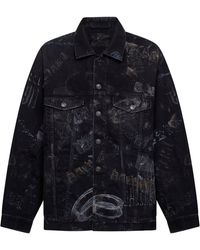 Balenciaga - Fade Out Washed Crayon Allover Denim Oversized Jacket - Lyst