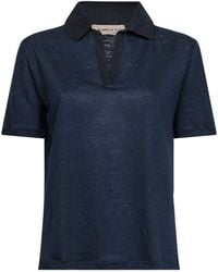 Blanca Vita - Linen Short-Sleeved Polo Shirt<Br - Lyst
