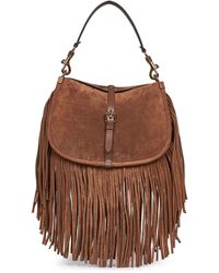 Etro - Camel Medium Pony Shoulder Bag With Fringes - Lyst