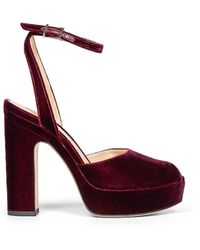 Fendi - Burgundy After 9 Platform Peep-Toe Sandals - Lyst