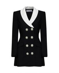 Self-Portrait - Wool Tailored Blazer-Style Mini Dress - Lyst