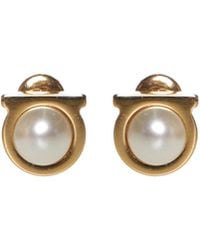 Ferragamo - Gancini Pearl Earrings - Lyst