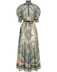 Zimmermann - Tapestry-Print Silk Habotai Billow Wanderlust Midi Dress - Lyst