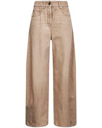 Brunello Cucinelli - Authentic Denim Wide Jeans With Monili - Lyst