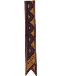 PUCCI - Burgundy And Baiadera And Fiamme-Prints Silk Twill Bandeau Scarf - Lyst