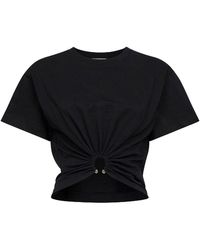 Rabanne - Cotton Cropped T-Shirt With Piercing - Lyst
