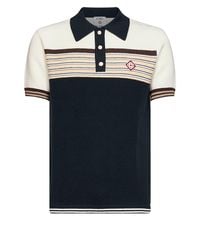 CASABLANCA - Striped Wool-Blend Knit Café Culture Polo Shirt - Lyst