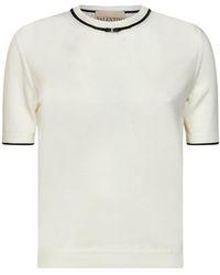 Valentino - Wool Sweater With Contrasting Edges And Vlogo - Lyst
