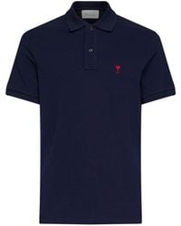 Ami Paris - Midnight Cotton Piqué Ami De Cœur Polo Shirt - Lyst