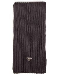 Prada - Wool Knit Scarf With Triangle Logo - Lyst