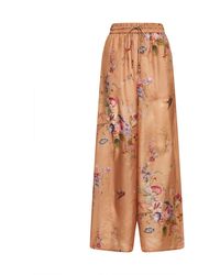 Zimmermann - Floral-Print Silk Habotai Patience Trousers - Lyst