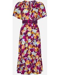 Diane von Furstenberg - Polina Floral Print Cotton Midi Dress - Lyst