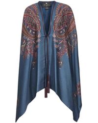 Etro - Light Floral Paisley Pattern Diagonal Twill Cape - Lyst
