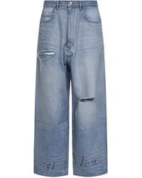 Balenciaga - Light Cotton Denim Baggy Minimal Jeans - Lyst