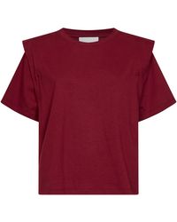Isabel Marant - Dark Burgundy Cotton Jersey Zelitos T-Shirt With Shoulder Pads - Lyst