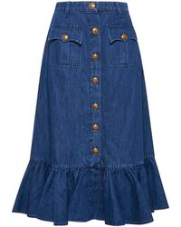 Valentino - Lightweight Denim Midi Skirt - Lyst