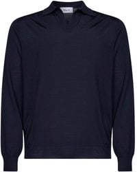 D 40 - Virgin Wool Knit Buttonless Polo Shirt - Lyst