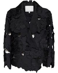 Costarellos - Floral-Cut Embroidery Satin Tesha Blazer - Lyst