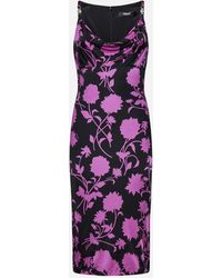 Versace - Floral Print Viscose Midi Dress - Lyst
