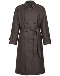 Giorgio Armani - Silk Blend Twill Double-Breasted Trench Coat - Lyst