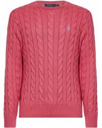 Polo Ralph Lauren - Pale Cable Knit Cotton Crewneck Sweater - Lyst